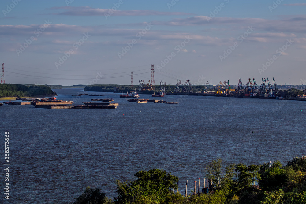 Naval port on the Danube river, Galati, Romania