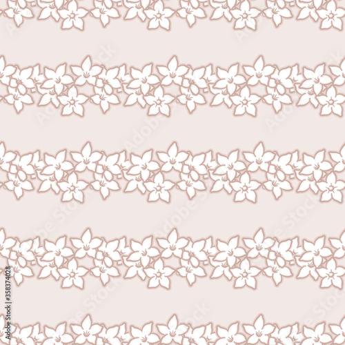 Madagascar Jasmine seamless vector pattern. Cute star shaped flower illustration background.