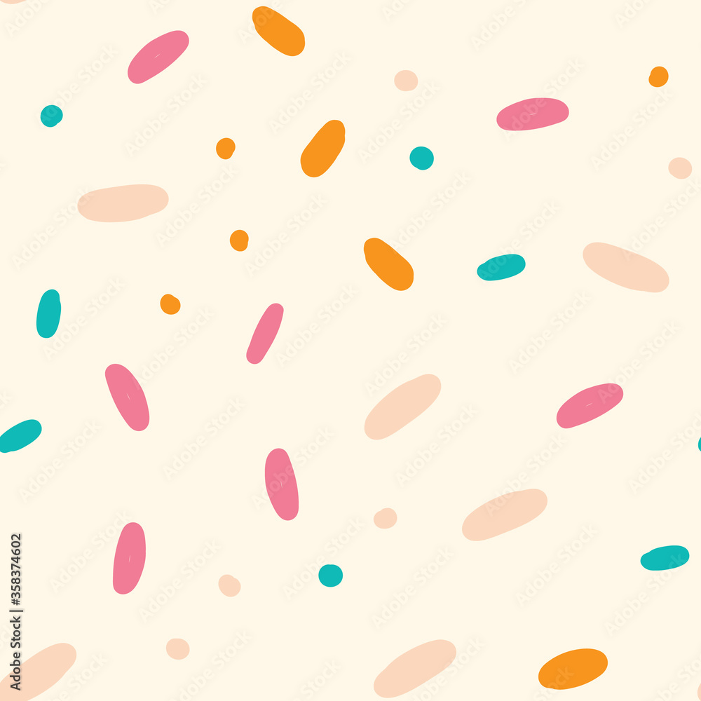 Confetti vector seamless pattern. Abstract festive background with colorful sprinkles and dots. Confetti vector seamless pattern. Abstract festive background with colorful sprinkles and dots.