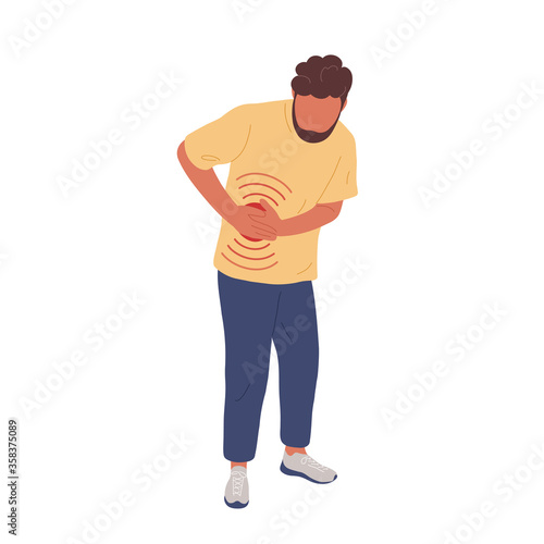 Sick man having flank pain