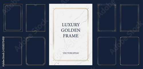 Set of vintage golden frame with marble background