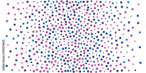 Confetti of shooting stars. Blue, beige stars. Luxury holiday background. Abstract texture on a white background. Design element. Vector illustration, eps 10.