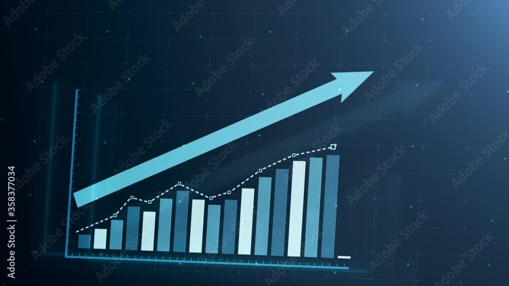 Beautiful 3D animation of rising bar graph, following the arrow ...