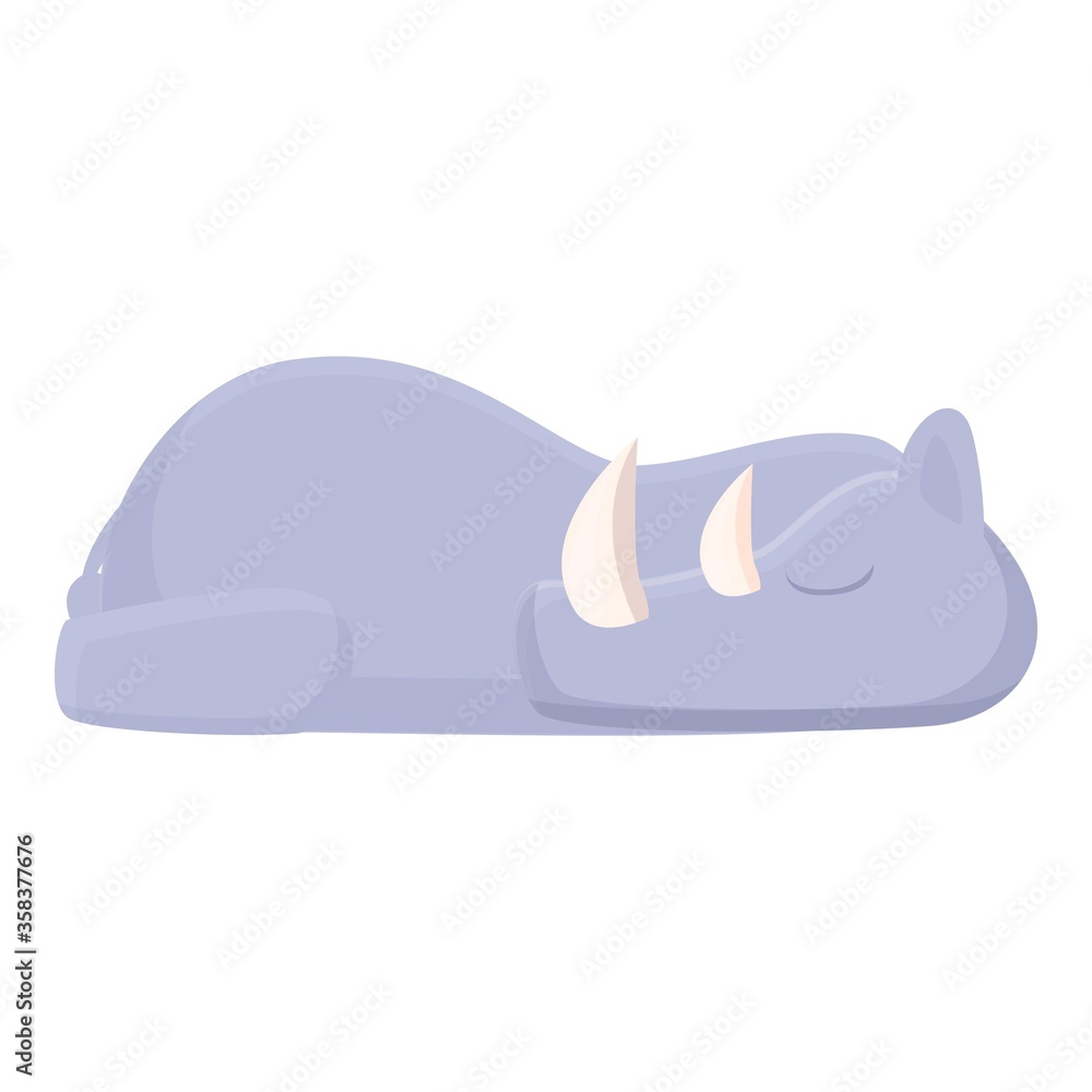 Sleeping rhino icon. Cartoon of sleeping rhino vector icon for web design isolated on white background Sleeping rhino icon. Cartoon of sleeping rhino vector icon for web design isolated on white background