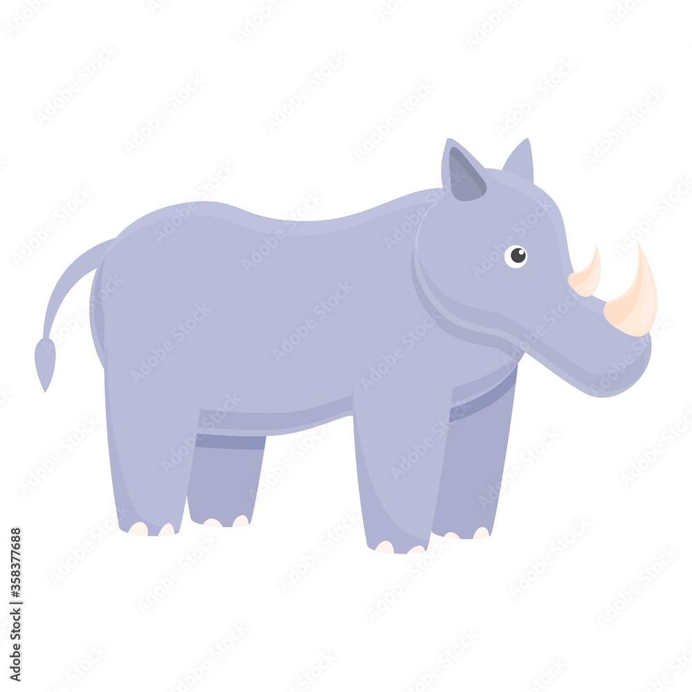 Zoo rhino icon. Cartoon of zoo rhino vector icon for web design isolated on white background