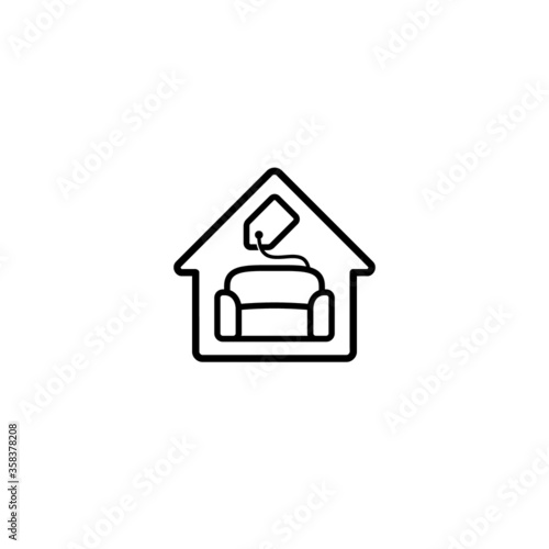 Couch, Price Tag and House logo / icon design