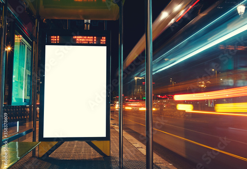 Sticker Illuminated blank billboard with copy space for your text message or content, ad