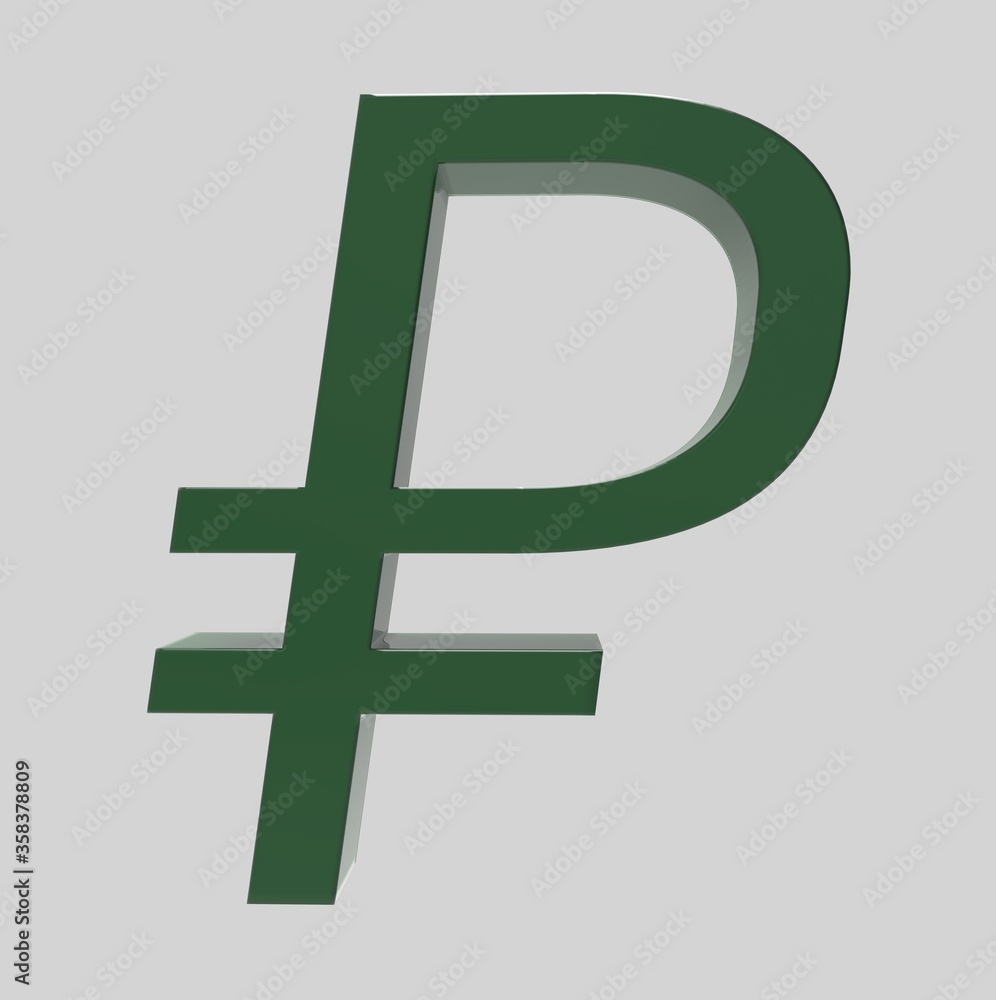 Obraz premium Ruble symbol sign isolated rouble Russian ruble 3d render