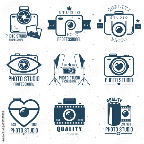 camera set logo, original icons. Vector illustration