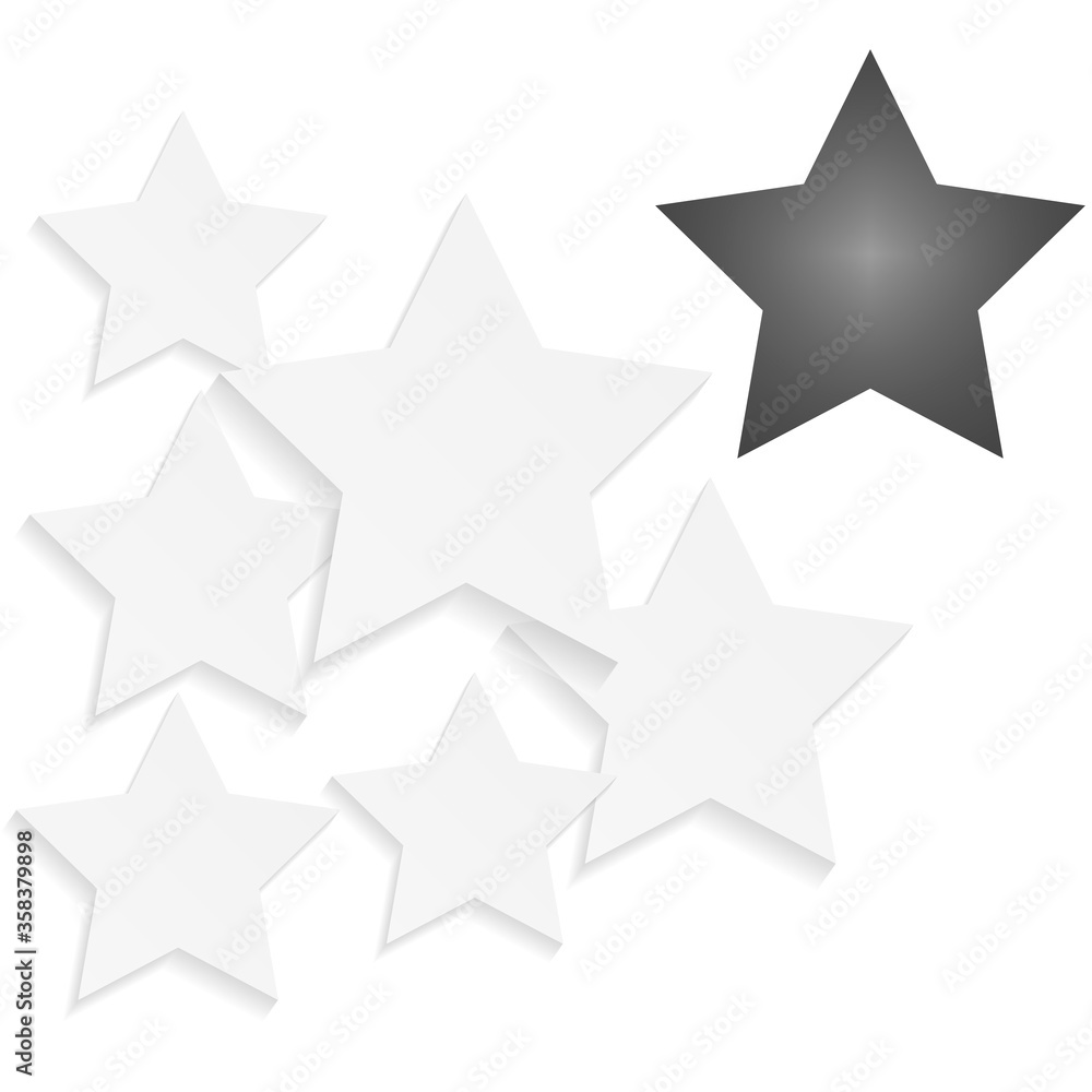 Abstract white background with 3d paper stars. The concept of design elements. Vector illustration Abstract white background with 3d paper stars. The concept of design elements. Vector illustration