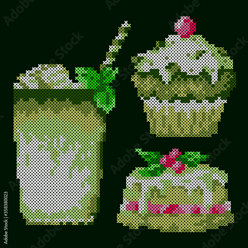 cross stitch tea set