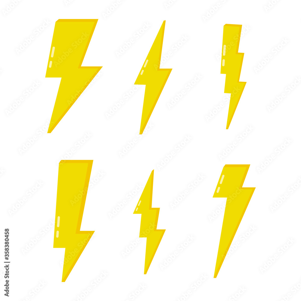 Lightning bolt icons set, thunderbolt vector illustration Lightning bolt icons set, thunderbolt vector illustration