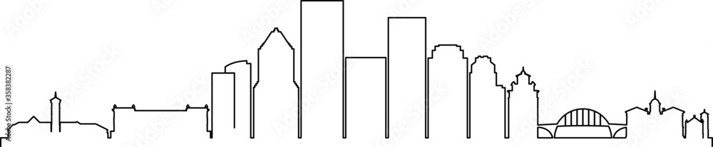 PORTLAND City Oregon Skyline Silhouette Cityscape Vector