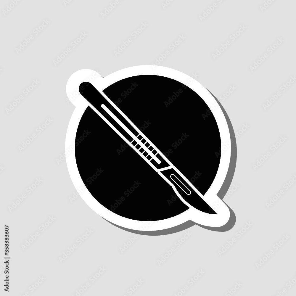 Scalpel sticker icon isolated on gray background Scalpel sticker icon isolated on gray background