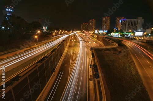 Obraz na płótnie Katowice city at night highway in Katowice Poland w salonie