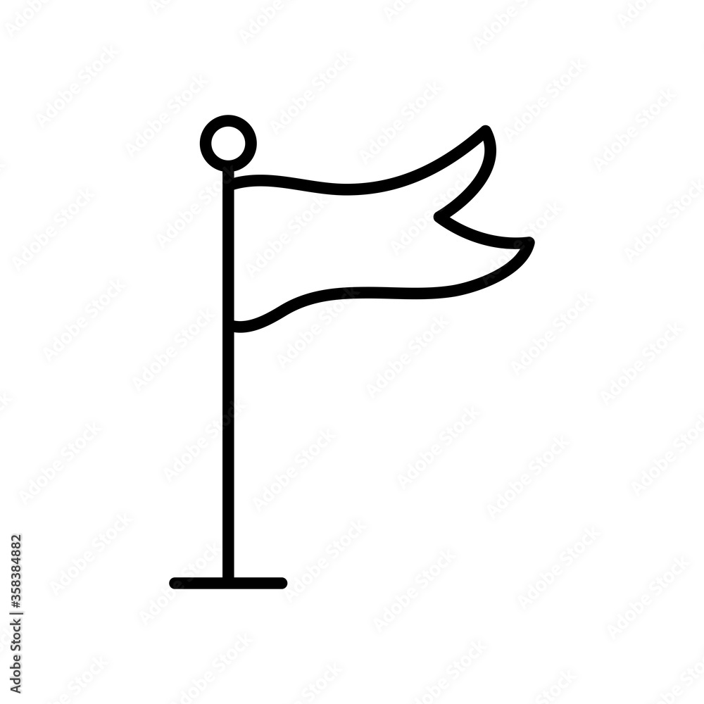 flag on pole icon, line style flag on pole icon, line style