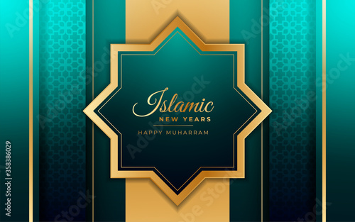luxury background for the celebration of the Islamic new year with ornament ornaments and gold details
