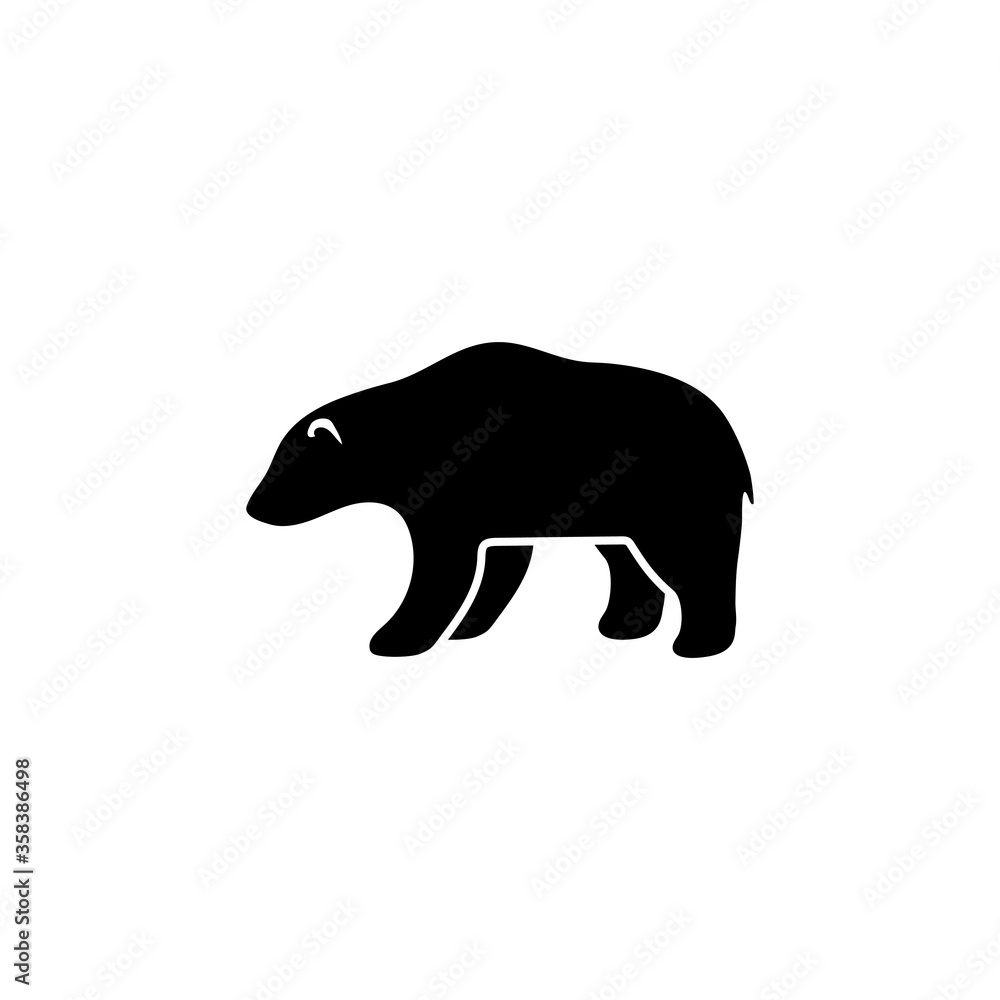 Grizzly or Polar Bear, Kodiak Silhouette. Flat Vector Icon illustration. Simple black symbol on white background. Grizzly or Polar Bear, Kodiak sign design template for web and mobile UI element. Grizzly or Polar Bear, Kodiak Silhouette. Flat Vector Icon illustration. Simple black symbol on white background. Grizzly or Polar Bear, Kodiak sign design template for web and mobile UI element.