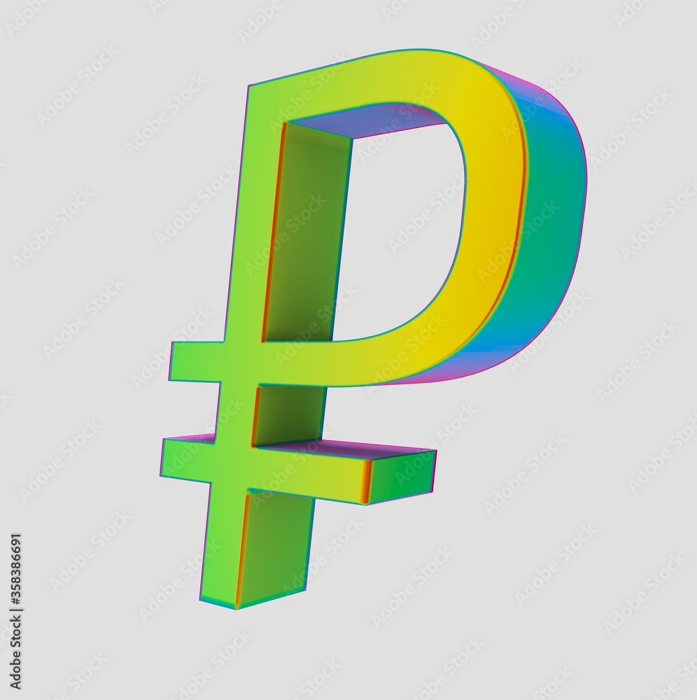 Ruble symbol sign isolated rouble Russian ruble 3d render Ruble symbol sign isolated rouble Russian ruble 3d render