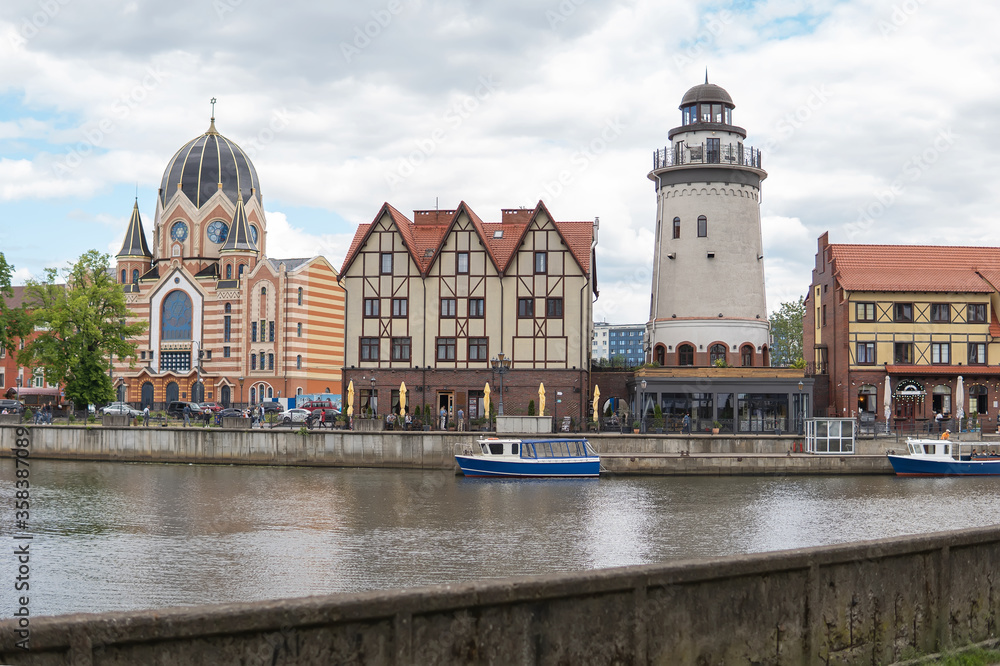 Embankment of fishing village in Kaliningrad region