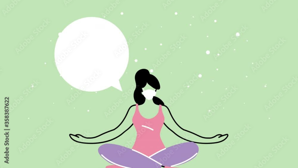 young woman wearing medical mask for covid19 prevention practicing yoga young woman wearing medical mask for covid19 prevention practicing yoga
