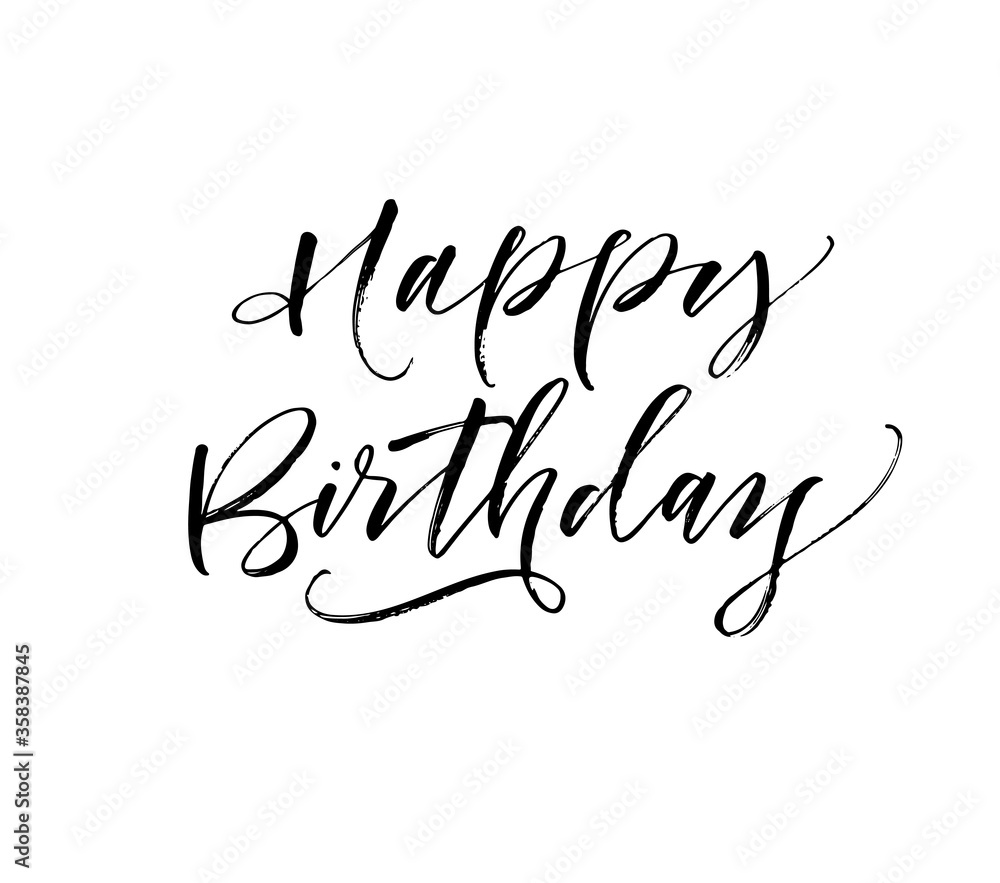Happy Birthday card. Hand drawn brush style modern calligraphy. Vector ...