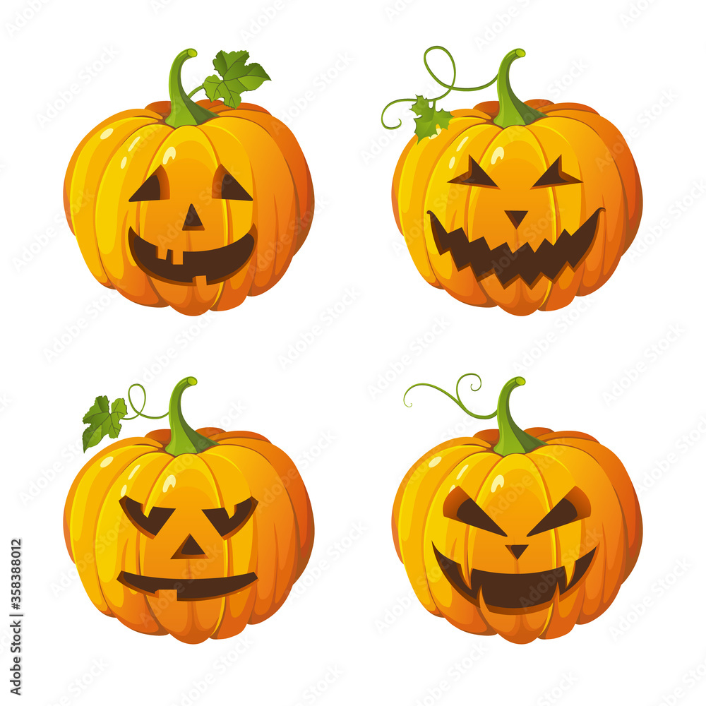 Halloween set of isolated pumpkins. Vector illustration Halloween set of isolated pumpkins. Vector illustration