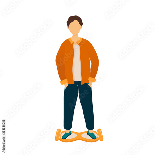 Teenage boy riding gyro scooter