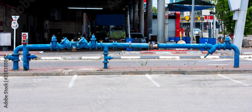city water supply system, pipes and valves