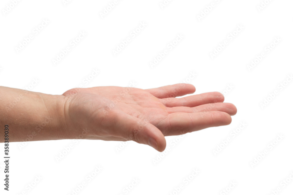 Male hand isolated on white Male hand isolated on white