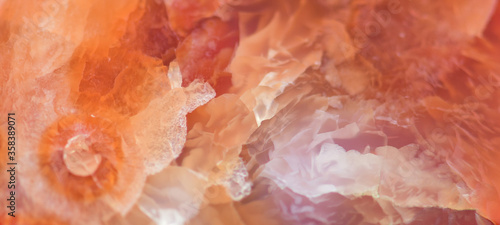 Natural drawing of orange agate close up