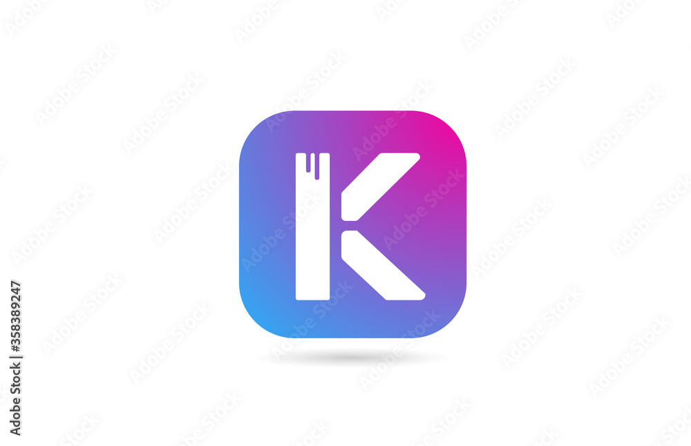square K alphabet letter logo for company and business. Pink blue colour template for corporate identity square K alphabet letter logo for company and business. Pink blue colour template for corporate identity