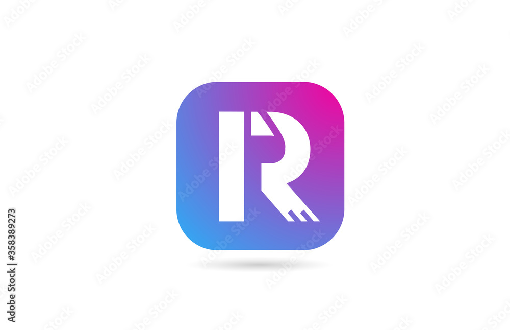 square R alphabet letter logo for company and business. Pink blue colour template for corporate identity square R alphabet letter logo for company and business. Pink blue colour template for corporate identity