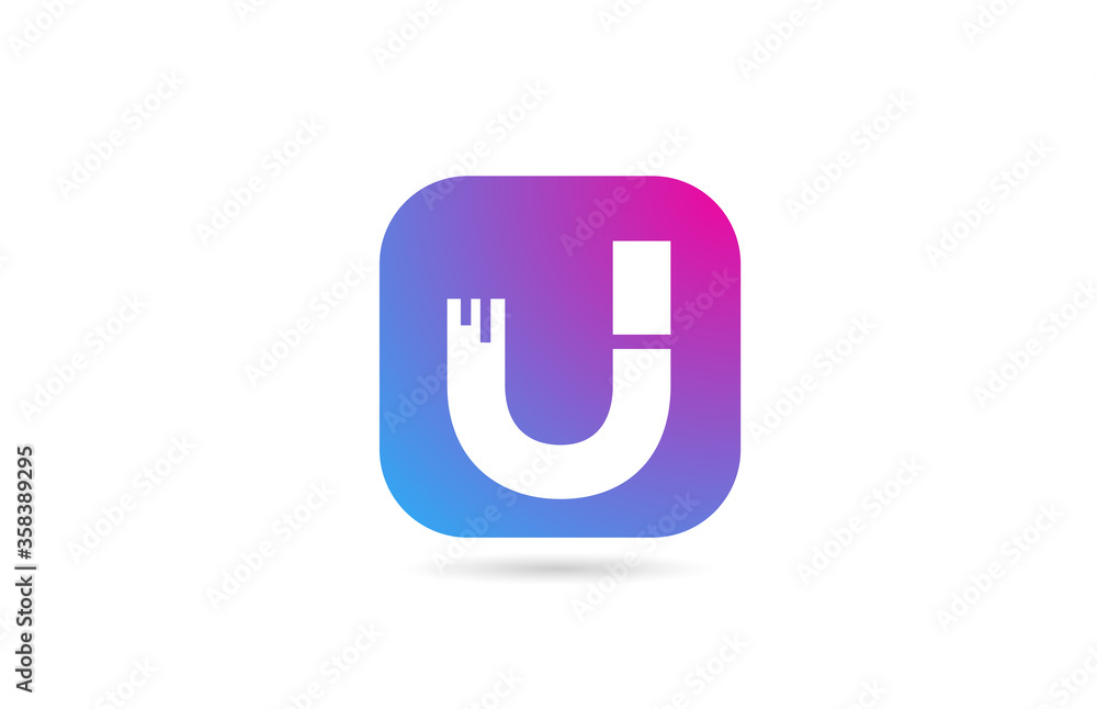 square U alphabet letter logo for company and business. Pink blue colour template for corporate identity square U alphabet letter logo for company and business. Pink blue colour template for corporate identity