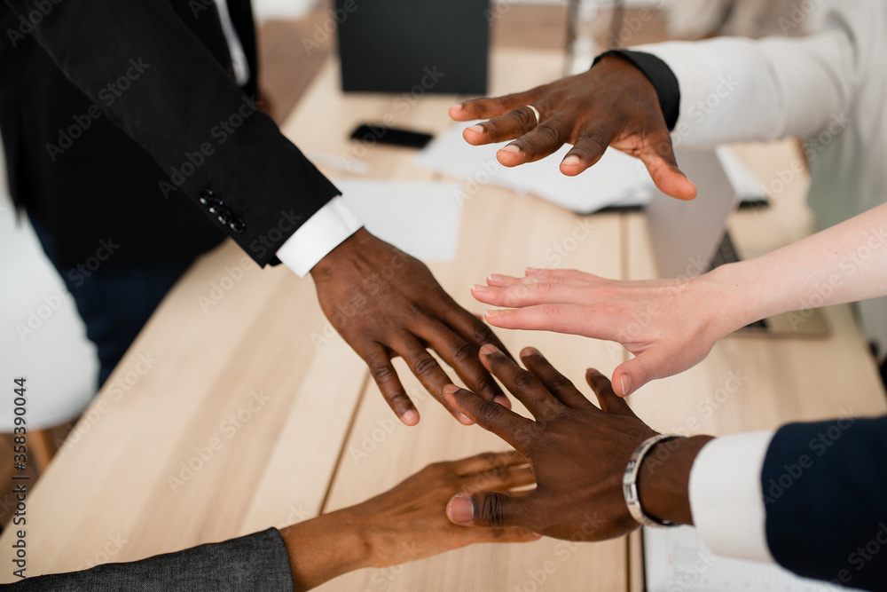 People of different nationalities and skin colors join hands to fight against racism in the world. Promotion of anti-racism People of different nationalities and skin colors join hands to fight against racism in the world. Promotion of anti-racism