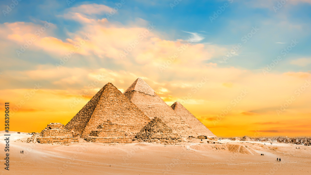 The Great Pyramids of Giza, Egypt at sunset The Great Pyramids of Giza, Egypt at sunset
