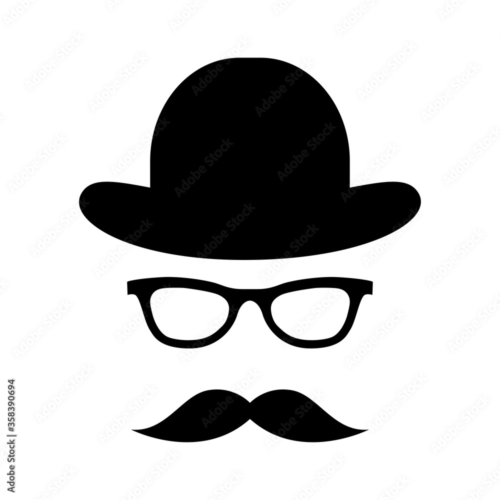 Glass, hat, mustache vector silhouette for Happy fathers day. Glass, hat, mustache vector silhouette for Happy fathers day.