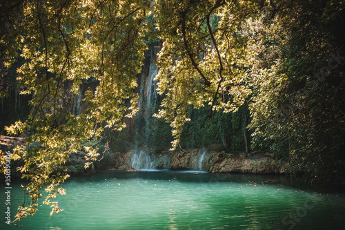 Kursunlu Waterfall is poured from a height of 18 meters and 7 small ponds are connected with small waterfalls. Kursunlu Waterfall is in a 2-kilometer canyon. Antalya, Turkey