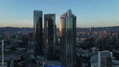 City sunset aerial photography
