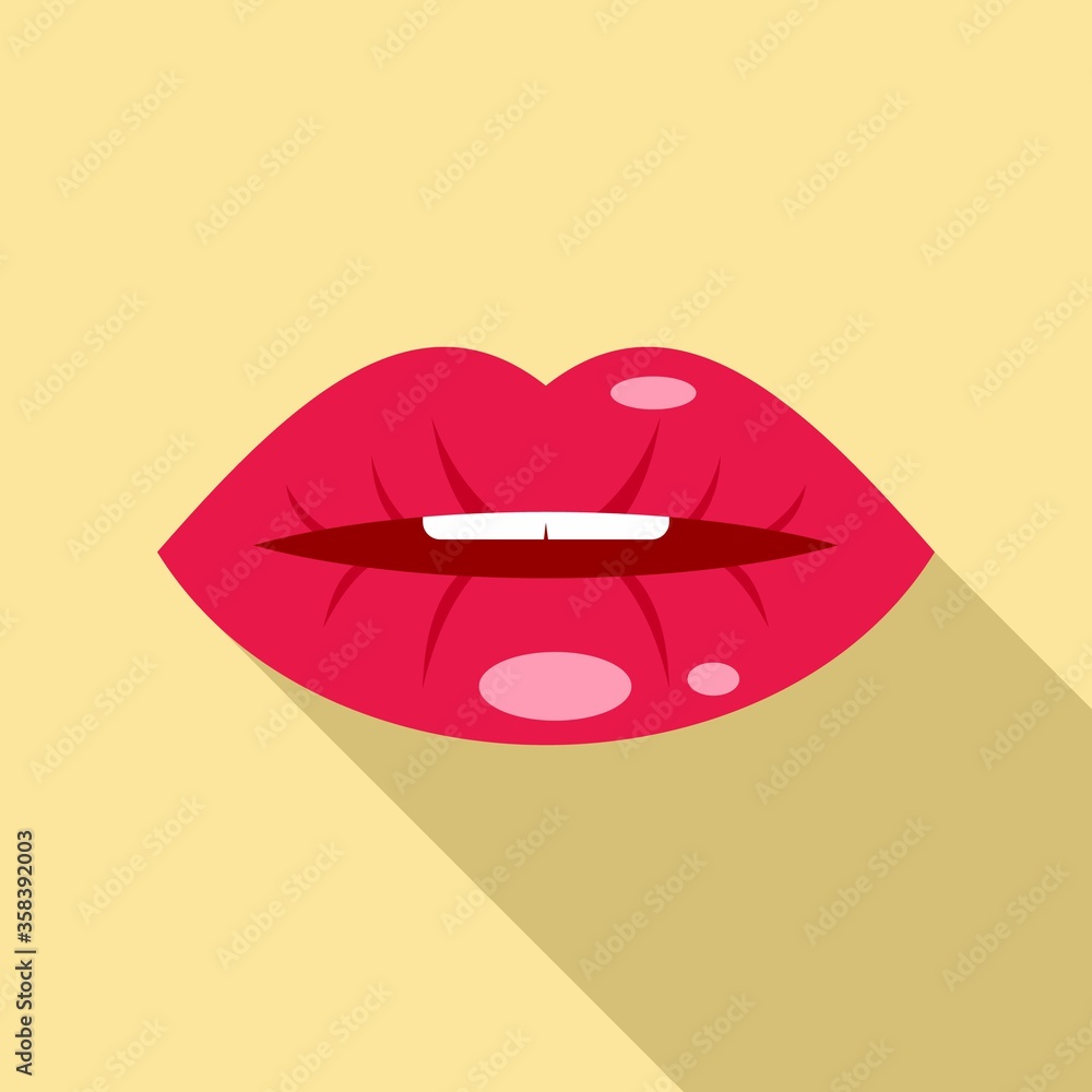 Teeth lips kiss icon. Flat illustration of teeth lips kiss vector icon for web design Teeth lips kiss icon. Flat illustration of teeth lips kiss vector icon for web design