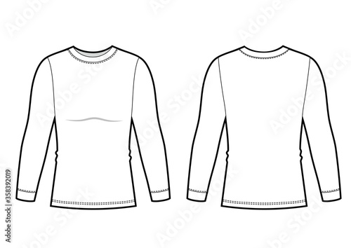Mans longsleeve top bw sketch. Fashion illustration