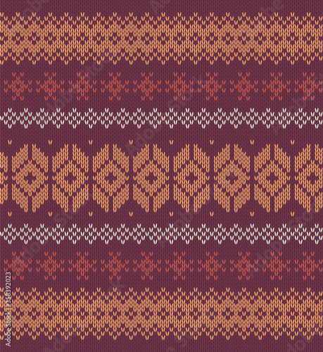 Seamless winter holiday pattern on the wool knitted texture. Christmas Background. Christmas Sweater Design. Seamless Pattern.