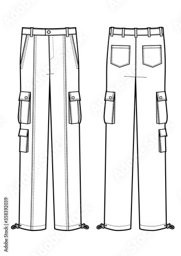 Men cargo pants vector template