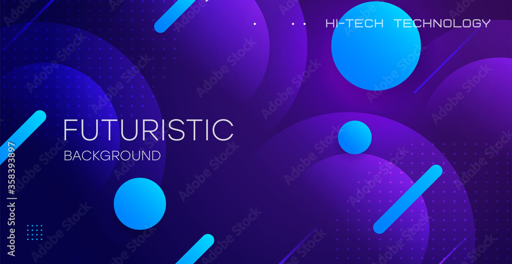 Elegant futuristic background. Abstract background from neon circles and gradient circles. Applicable for wall poster, poster, user interface, cover, banner, social networks.