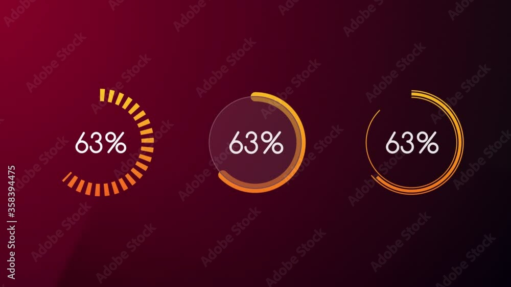 Set of three radial or circular Progress Bar. Orange colored template