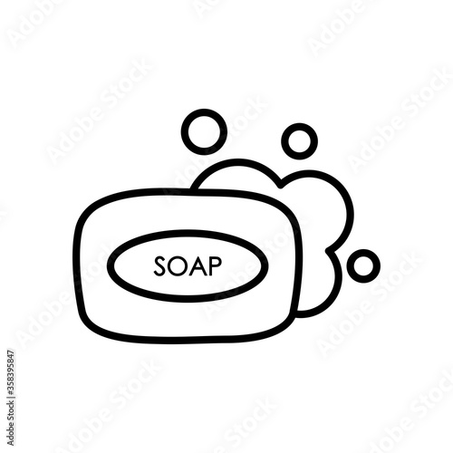 soap bar with water, line style