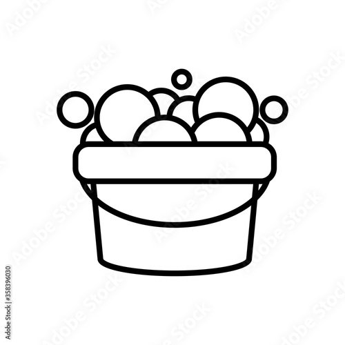 cleaning bucket with soapy water, line style