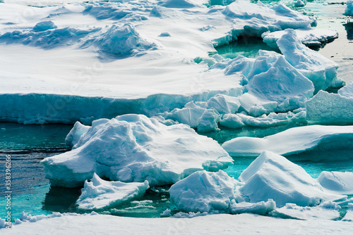 Beautiful landscpe of the Ice pieces on the water in Arctic