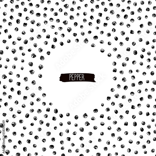 Hand drawn sketch style peppercorn label. Vector background. 