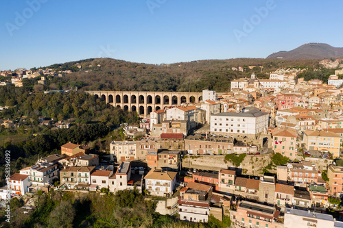 aerial view of the village of Ariccia on the Roman castles with the homonymous bridge
